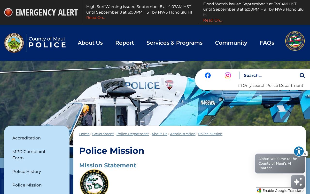 Maui County warrant search police patrol geography