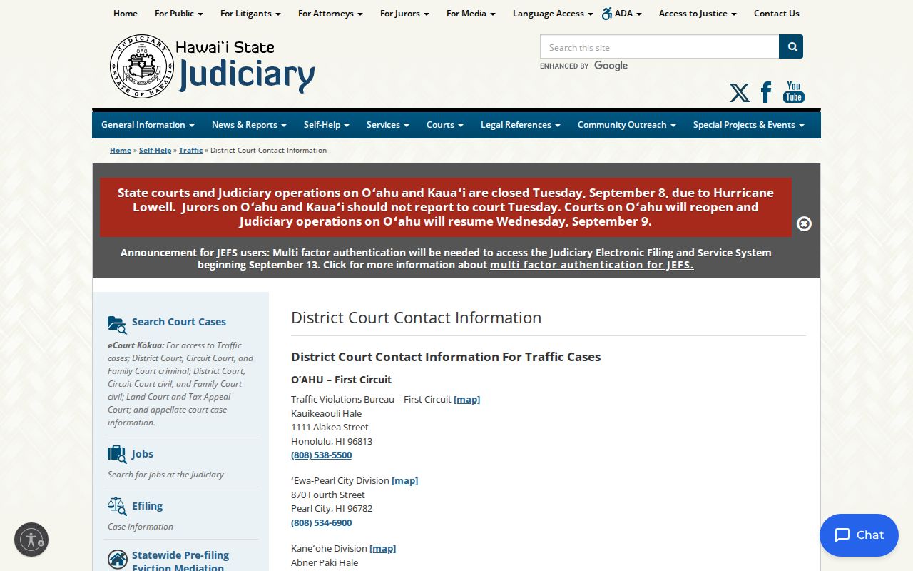 Maui County traffic warrant Second Circuit contact locations