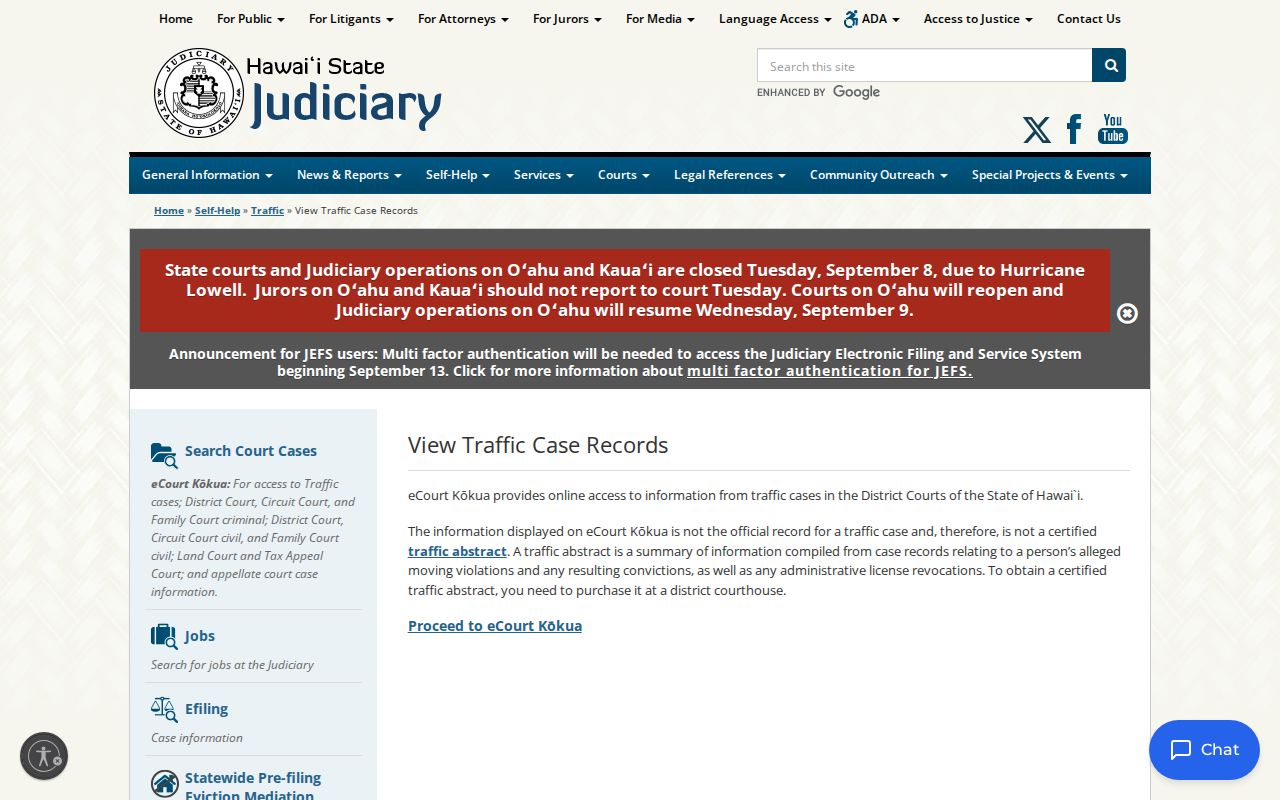 Maui County warrant records eCourt Kōkua entry screen